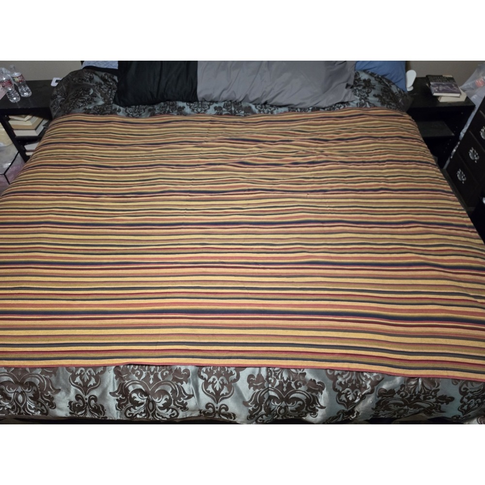 Crate & Barrel Torriano Stripe Tablecloth‎  60x90 Fall / Thanksgiving Cotton